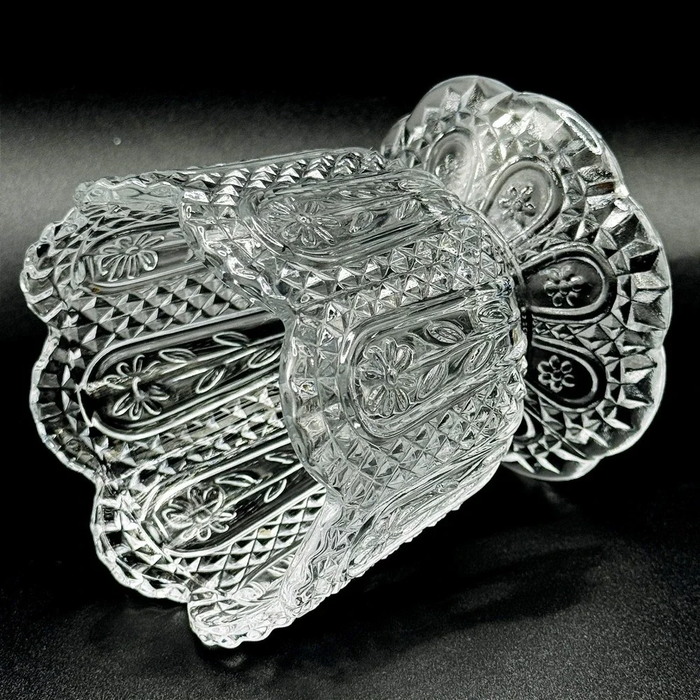 Vintage Avon Fostoria Daisy Diamond Point Footed Candy Dish Vase Candle Holder